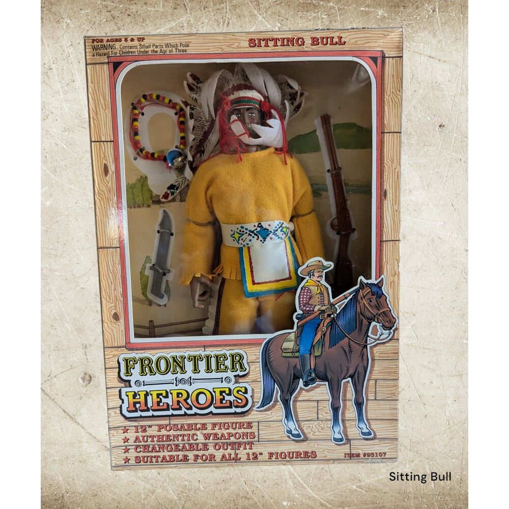 NWOT VTG Frontier Heroes 12"posable SITTING BULL 1993 figure #93107